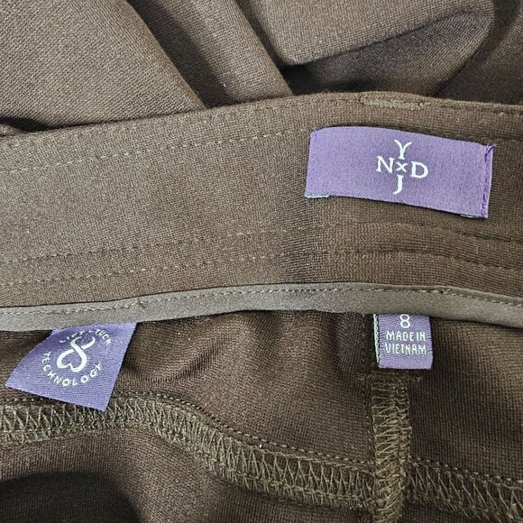 NYDJ 8 Brown Ponte Knit Skinny Pants Office Career Comfort Slimming Lift Tuck - Picture 5 of 6